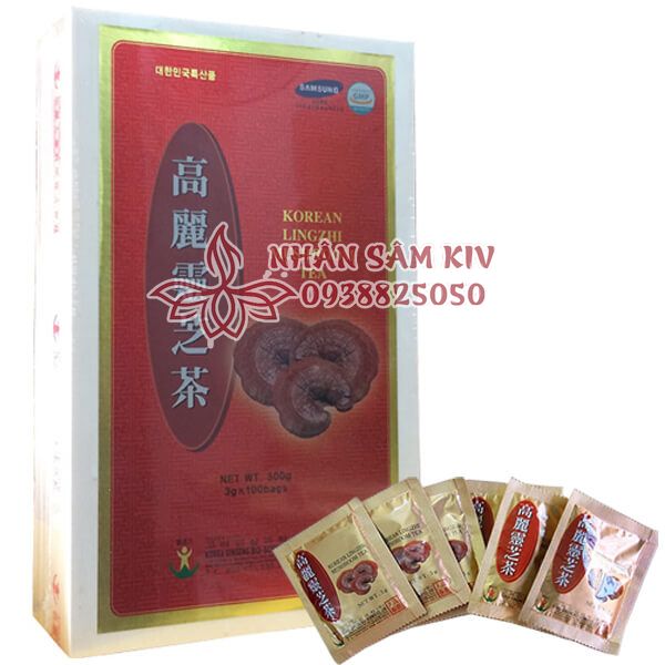 388479326666.jpg Trà linh chi hòa tan Hàn Quốc hộp gỗ 100 gói - Image 1