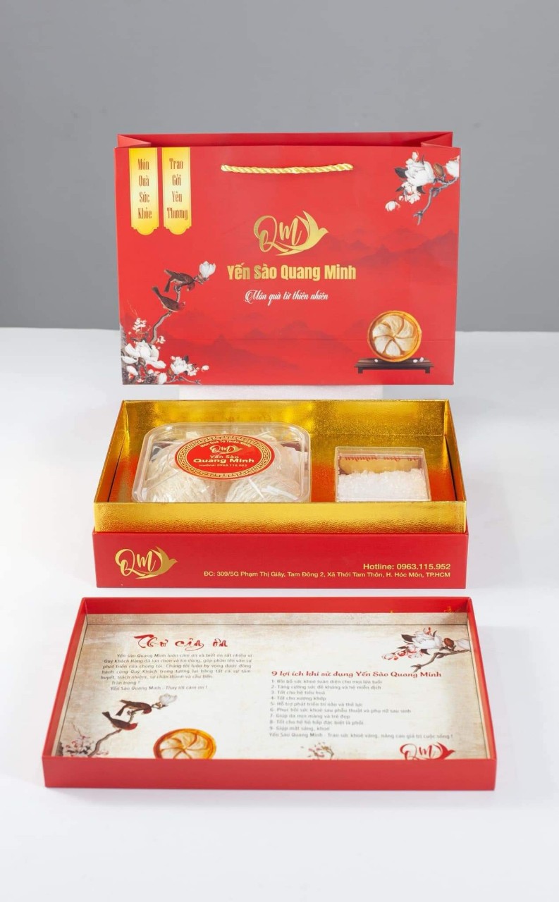 H3.jpg Yến cao cấp_Hộp giấy 4 tổ 30gr yến tinh chế, kèm đường phèn, táo, túi xách, kèm cẩm nang hướng dẫn sử dụng (Hộp 20cm x 30cm) - Image 1