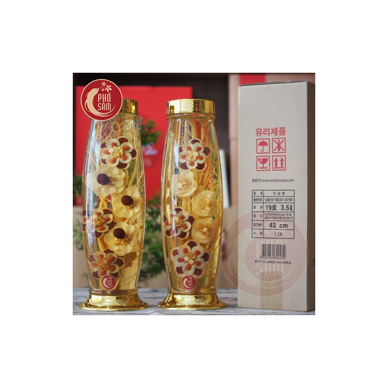 anh-dai-dien-hoa-sam-35lit-No19.jpg Bình ngâm sâm tươi hàn quốc 3,5 Lít kết hợp hoa sâm hoa hồng và hoa mai bình số 19 - Image 1
