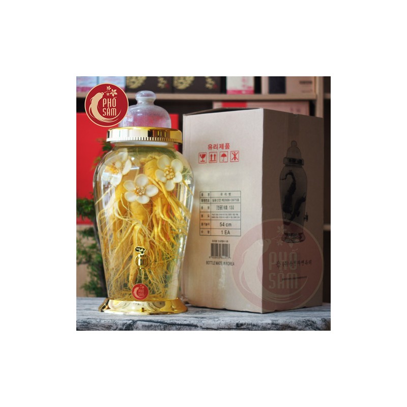 anh-dai-dien-sam-cu-13lit-No06.jpg Bình ngâm sâm hàn quốc bình 13,5lit 4 củ sâm cực to và hoa sâm - Image 1