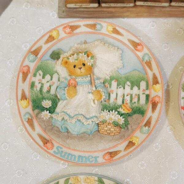 1996 Cherished Teddies Four Seasons Collection Sculpted Plates