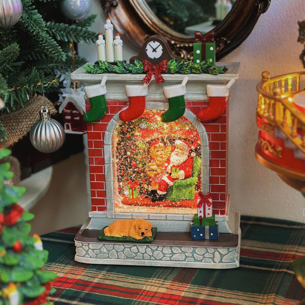 Hộp nhạc lò sưởi Santa