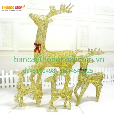 tuanloc3.jpg Tuần lộc vàng có đèn 1m - Image 1