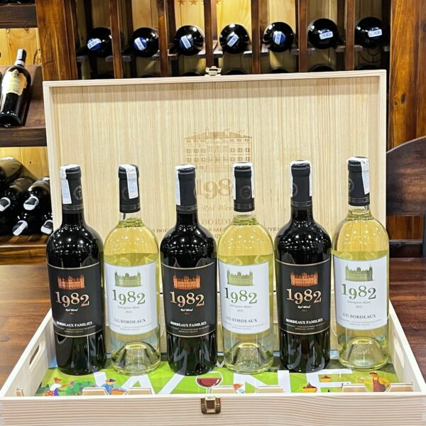 SET GỖ 6 Vang pháp 1982 CABERNET FRANC 2018 - CHAI VANG TRẮNG LẪN ĐỎ
