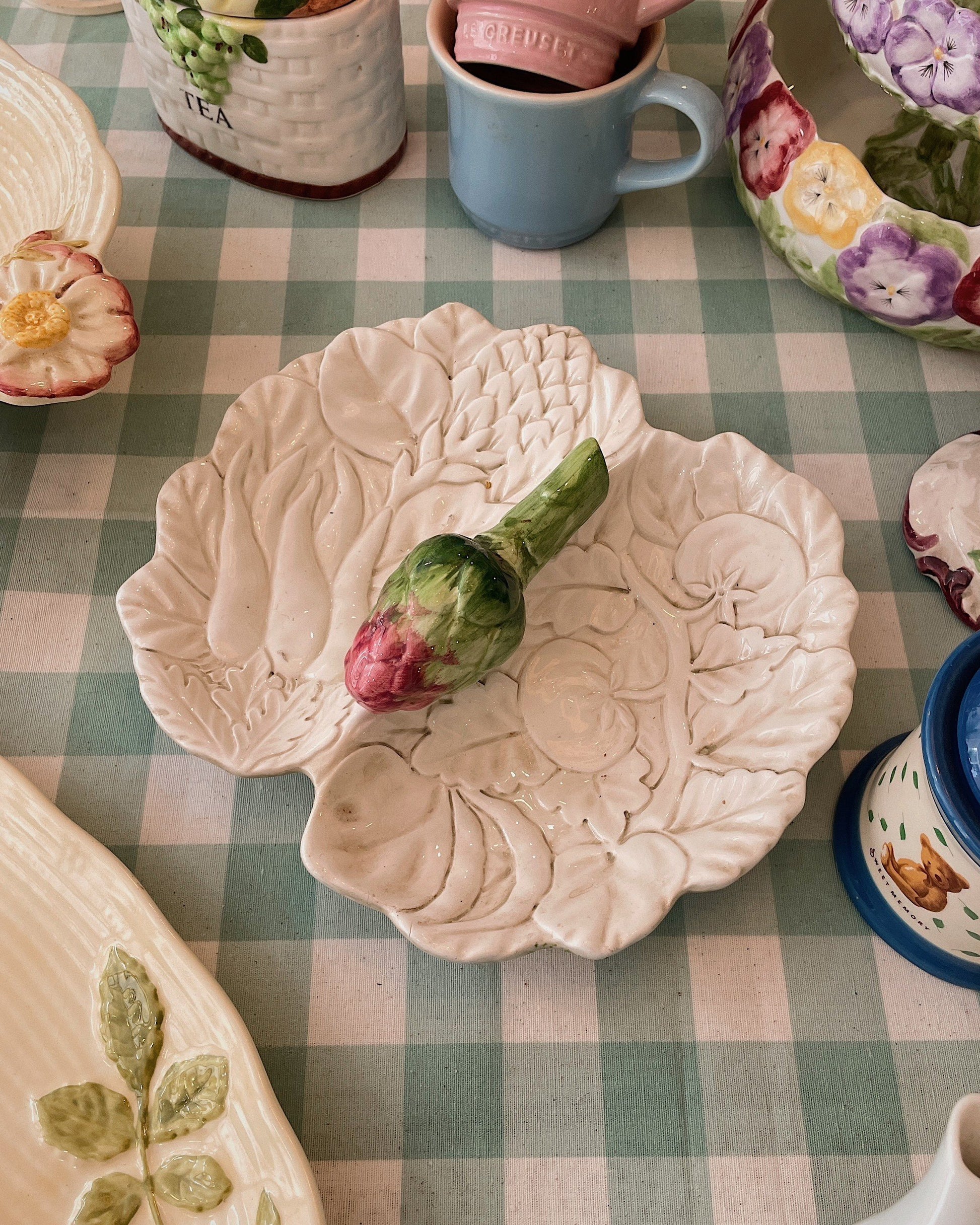 z5378688858553_573bf10aa3f8eab2023c0b7565781f0b.jpg Dĩa hai ngăn xinh xắn - CERAMICHE LEONARDO - ITALY - Image 1