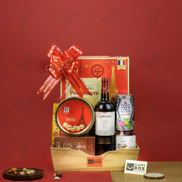Giỏ quà tết gỗ cao cấp Happybox Xuân An Khang HPG068