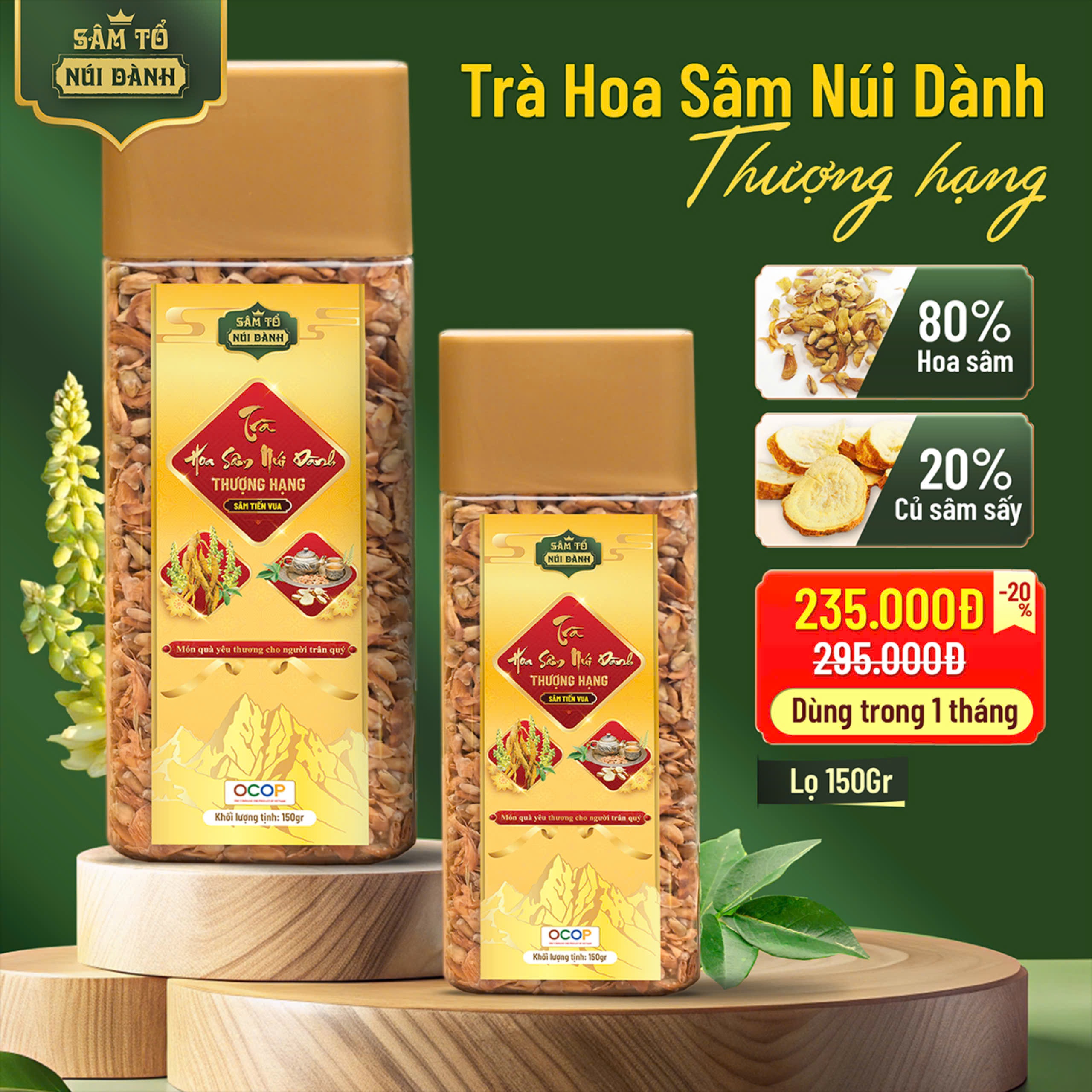 Tra-Hoa-Sam-nui-Danh-68.jpg Trà Nụ hoa Sâm Nam núi Dành Thượng Hạng (Có thêm Củ Sâm 7 tuổi) - Image 1