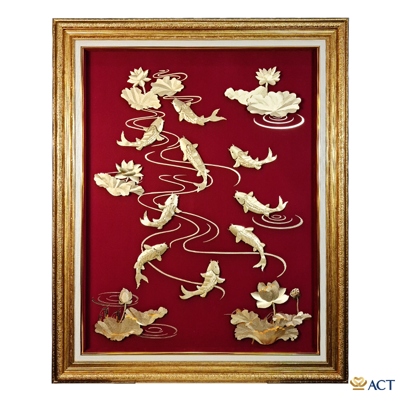 act-100125-0001_494564e6873b408eac6402c31b97618a.jpg Quà tặng Tranh Cửu Ngư dát vàng 24k ACT GOLD ISO 9001:2015 - Image 1