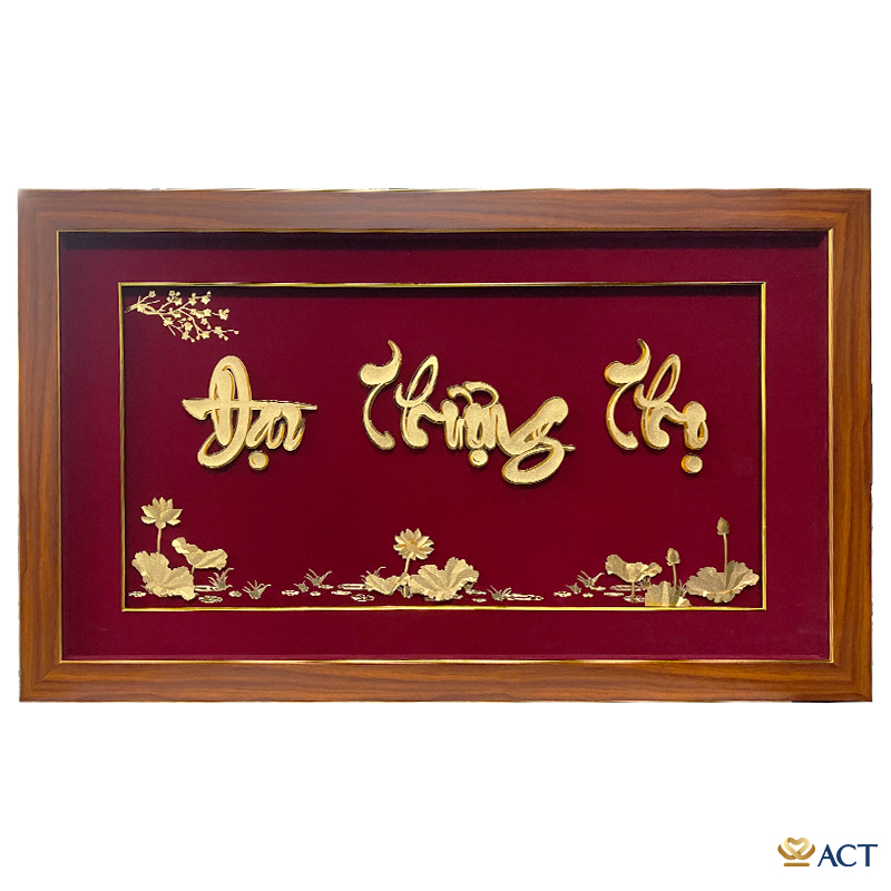 act-10060-0003-3_9c2e75dd60924fce9491b6b4607ad0d7.jpg Quà tặng Tranh Chữ Đại Thượng Thọ Hoa Sen dát vàng 24k ACT GOLD ISO 9001:2015 - Image 1
