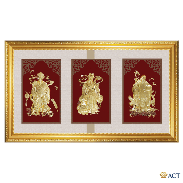Quà tặng tranh Phúc Lộc Thọ dát vàng 24k ACT GOLD ISO 9001:2015