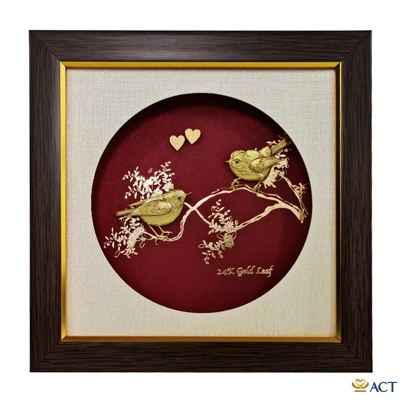 act-2020-0053_653f254aa4dd4f929019d26736255ae2.png Quà tặng tranh Đôi Chim Sẻ dát vàng 24k ACT GOLD ISO 9001:2015 - Image 1