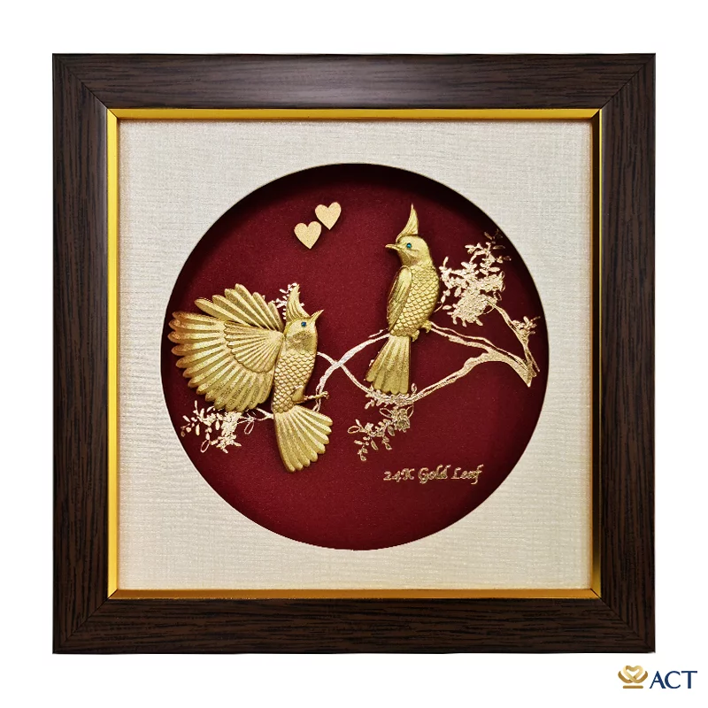 act-2020-0055_c8b3a43c836448f39aa6bad14fc67ac9.png Quà tặng tranh Đôi Chim Chào Mào dát vàng 24k ACT GOLD ISO 9001:2015 - Image 1