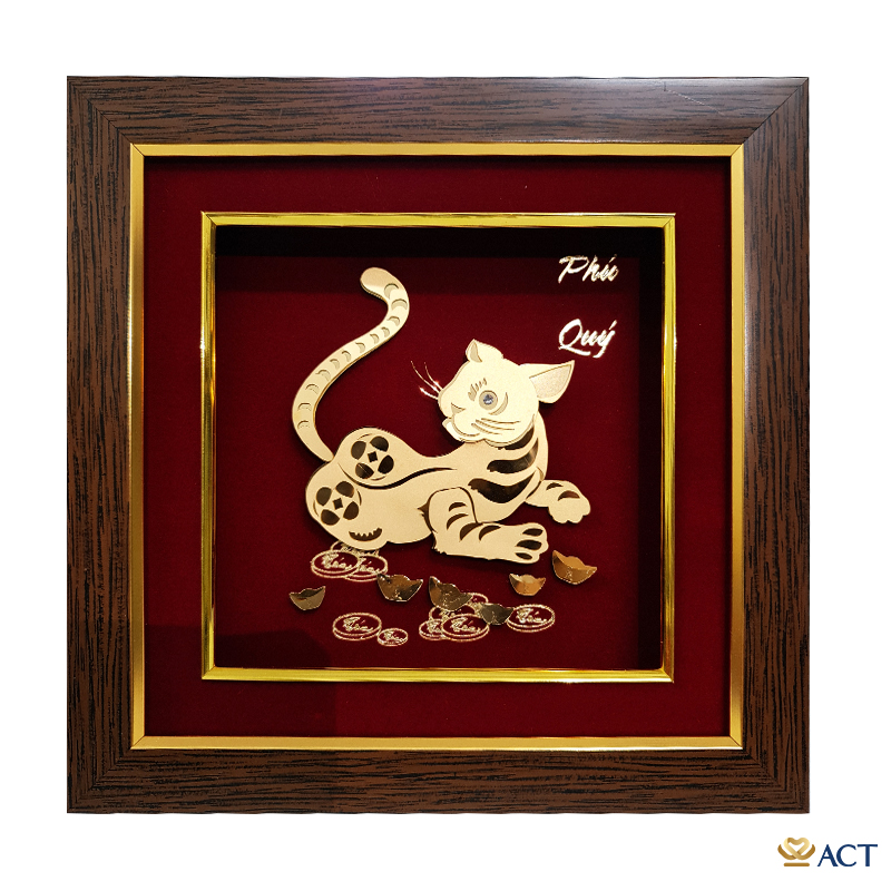 act-2020-0069_7842d715155c4144add3b223f7930bd4.jpg Quà tặng Tranh Mèo Phú Quý dát vàng 24k ACT GOLD ISO 9001:2015 - Image 1