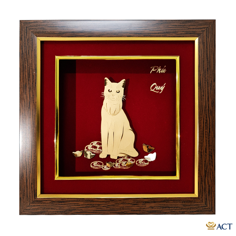 act-2020-0073_16ec48fa6d7749ecafee88fd7eb43339.jpg Quà tặng Tranh Mèo Phú Quý dát vàng 24k ACT GOLD ISO 9001:2015 - Image 1