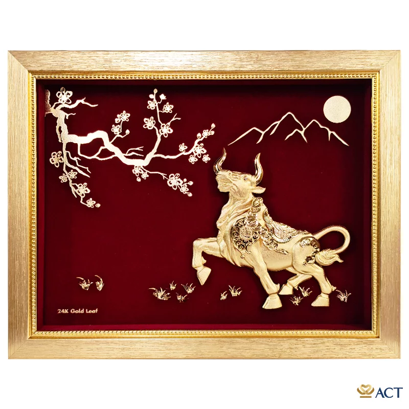 act-2734-0009_f644612f7256498eb6c1183f05dc698c.png Tranh Trâu dát vàng 24k ACT GOLD ISO 9001:2015 (Mẫu 3) - Image 1