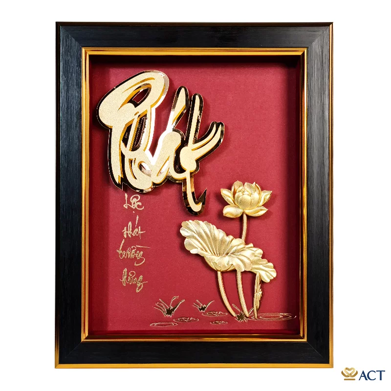 act-2734-0051_a02d97036b554c27bc5c8b81b64cda29.png Quà tặng Tranh Chữ Phát Hoa Sen dát vàng 24k ACT GOLD ISO 9001:2015(Mẫu 2) - Image 1