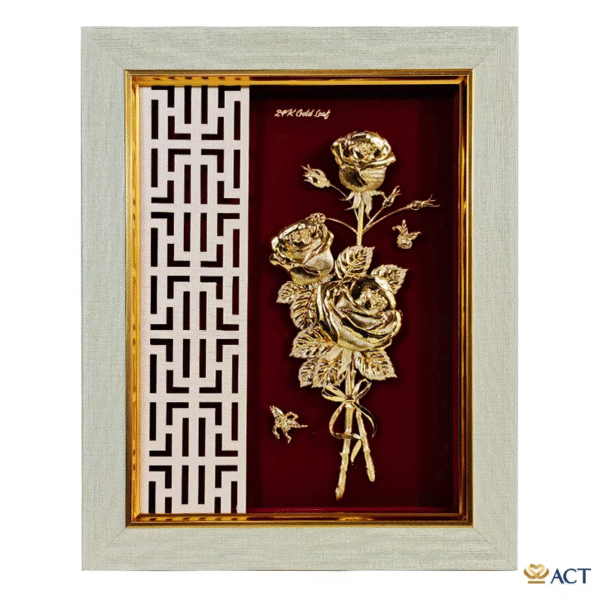 Tranh Hoa Hồng dát vàng 24k ACT GOLD ISO 9001:2015