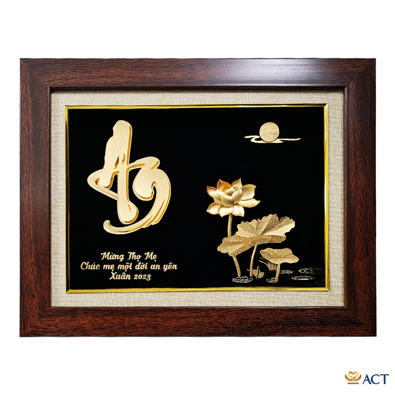 act-2734-0104_fdd0102fe8cb4dc1a4409f5592fe65ac.jpg Quà tặng Tranh Chữ An Hoa Sen dát vàng 24k ACT GOLD ISO 9001:2015 (Mẫu 5) - Image 1