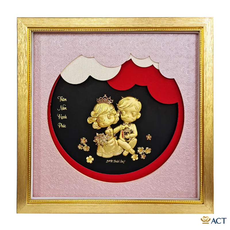 act-3535-0008_6c6006ac6b734af8b4a2f2405e87dfe8.png Quà tặng tranh Cô Dâu Chú Rể dát vàng 24k ACT GOLD ISO 9001:2015 (Mẫu 1) - Image 1