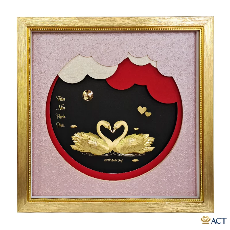 act-3535-0011_eb91fab2ac4649ba8767bd3d69e1a183.png Quà tặng tranh Đôi Thiên Nga dát vàng 24k ACT GOLD ISO 9001:2015 (Mẫu 1) - Image 1
