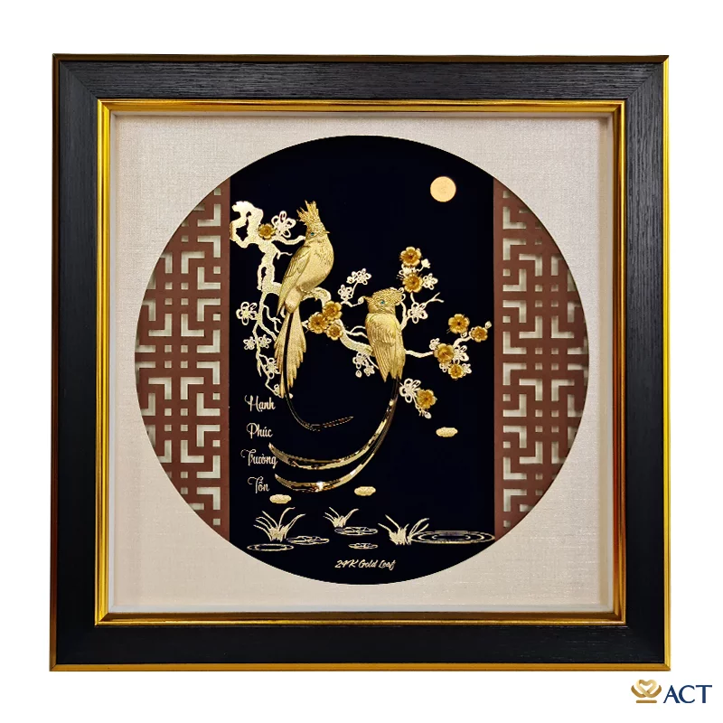 act-3535-0019_646701227420403b8aaa6ad848176e4d.png Quà tặng tranh Đôi Chim Thiên Đường dát vàng 24k ACT GOLD ISO 9001:2015 - Image 1