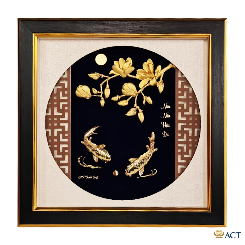 act-3535-0021_724b51f029f2496797622bd83f443560.png Quà tặng tranh Cá Chép Hoa Mộc Lan dát vàng 24k ACT GOLD ISO 9001:2015 - Image 1