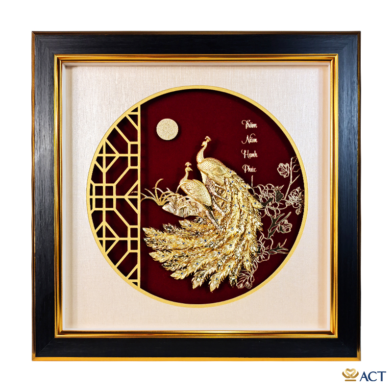 act-3535-0031_97bcef80a4f942aa88d6a269a620e91f.jpg Quà tặng tranh Đôi Chim Công dát vàng 24k ACT GOLD ISO 9001:2015 - Image 1
