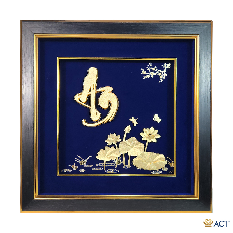 act-3535-0048_874cd86422e14a25b9ef5e4a9eec4efb.jpg Quà tặng Tranh Chữ An Hoa Sen dát vàng 24k ACT GOLD ISO 9001:2015 (Mẫu 6) - Image 1