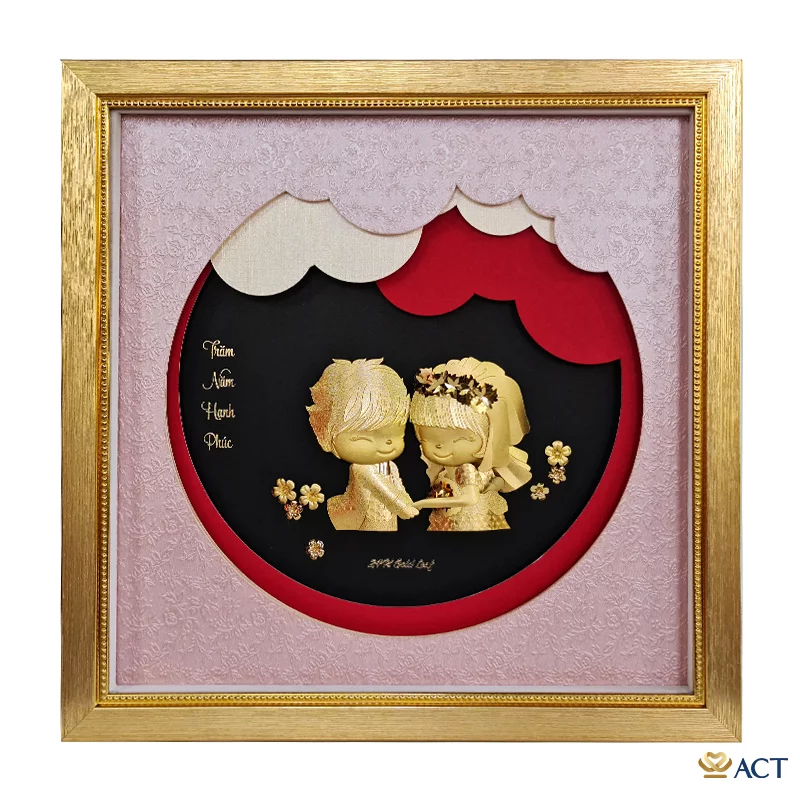 act-3535-009_cc6a30d7e9e541d4b1f1dd14f0d81a41.png Quà tặng tranh Cô Dâu Chú Rể dát vàng 24k ACT GOLD ISO 9001:2015 (Mẫu 2) - Image 1
