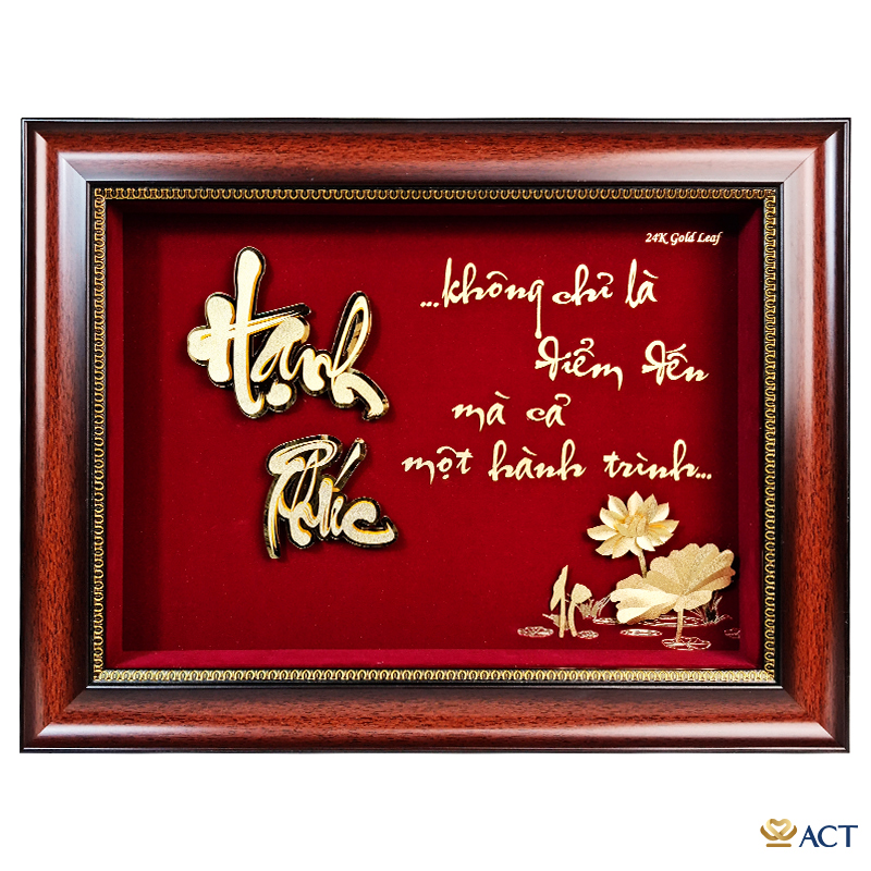 act-3545-0001-3_cb8531eae91d4a9fb2f521b370d272e1.jpg Tranh Chữ Hạnh Phúc Hoa Sen dát vàng 24k ACT GOLD ISO 9001:2015 - Image 1