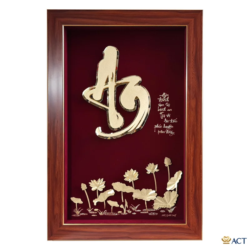 act-4669-0003-3_5508c602f5134a578ef8c19fa5e6be6c.png Quà tặng Tranh Chữ An Hoa Sen dát vàng 24k ACT GOLD ISO 9001:2015 - Image 1