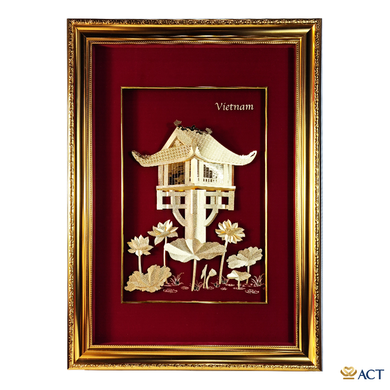 act-5070-0001_7d8dc591225146c2ba10f21cda4d0560.jpg Tranh Chùa Một Cột dát vàng 24k ACT GOLD ISO 9001:2015 (Mẫu 1) - Image 1