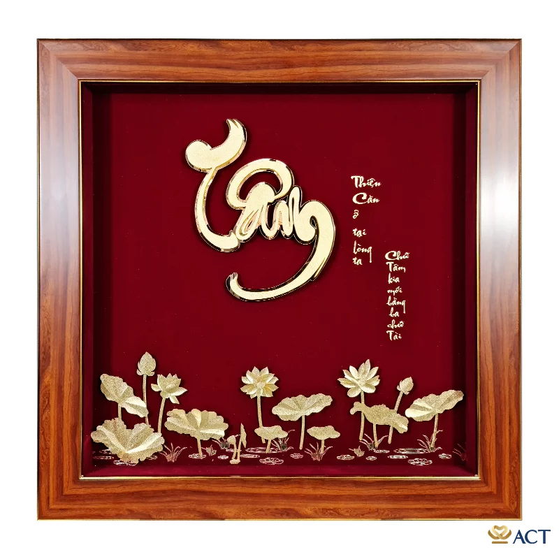 act-5555-0011__1__1804ea8d53ba4d17a64658f1ac0084be.png Quà tặng Tranh Chữ Tâm Hoa Sen dát vàng 24k ACT GOLD ISO 9001:2015(Mẫu 5) - Image 1