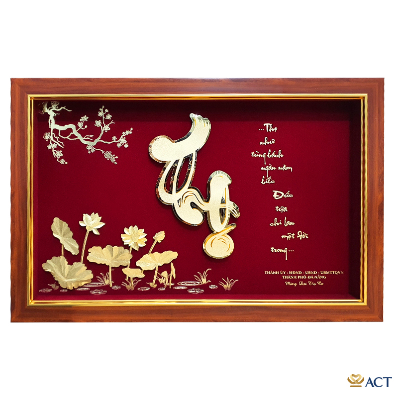 act-6040-0001_7f7ea0698d1c4f97b54e44a250c9e8f0.jpg Quà tặng Tranh Chữ Thọ Hoa Sen dát vàng 24k ACT GOLD ISO 9001:2015 (Mẫu 2) - Image 1