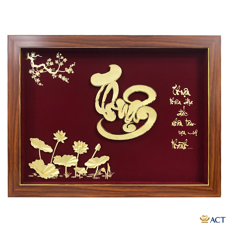 act-8161-0001__1__cd2e9b51d0bb4764bfbbd685e4edfc0e.jpg Quà tặng Tranh Chữ Thuận dát vàng 24k ACT GOLD ISO 9001:2015 - Image 1