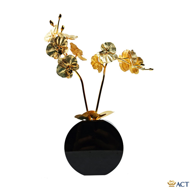 act-bt-0198_8fd3f7b88fe043eb90e5be0ad74e503d.jpg Quà tặng Cành Hoa Lan dát vàng 24k ACT GOLD ISO 9001:2015 (Pha lê đen) - Image 1