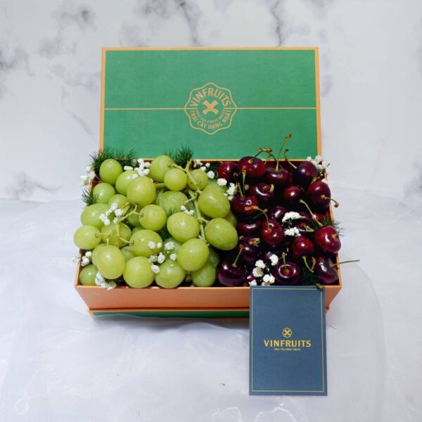 Gift Box Cherry Mỹ + Nho Xanh Úc