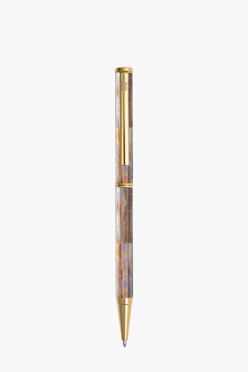 but-ky-khac-ten-inspired-vang-31_d684bb980be543a3a9d2359cc9386087.png Inspired - Bút Ký Ngọc Trai Nâu Mississippi - Sọc Caro - Mạ Titanium Gold - Image 1