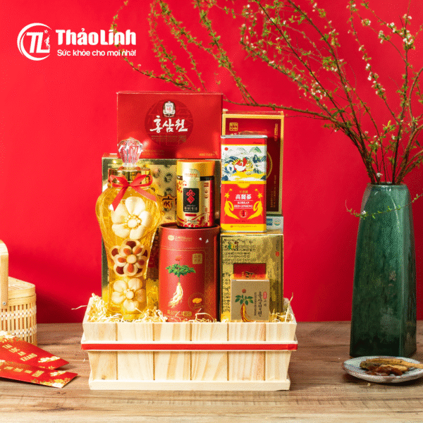 Giỏ quà tết hồng sâm cao cấp Xuân Vạn Phúc - GQT3500