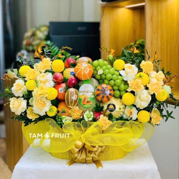Giỏ trái cây kèm hoa tươi ht196 (Size to)