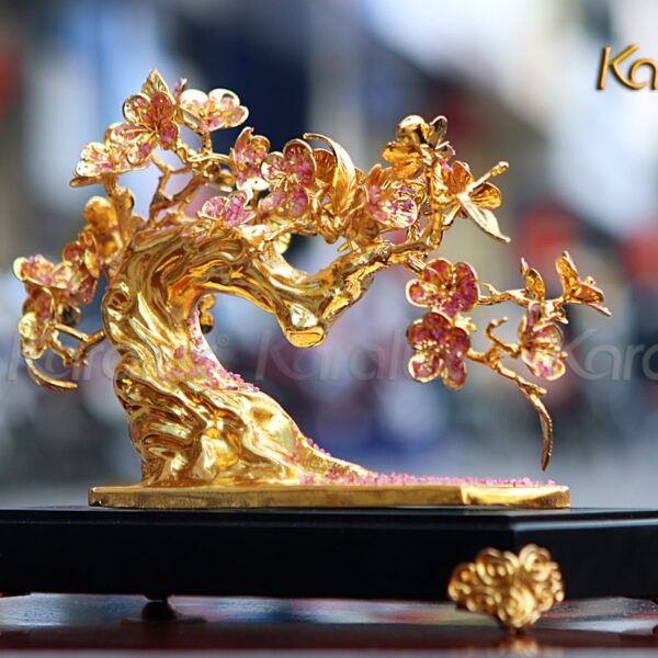 Hoa đào mạ vàng gắn Ruby - MHK-0013
