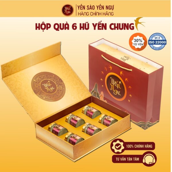Hộp quà Yến chưng Đường Phèn 6 Hũ
