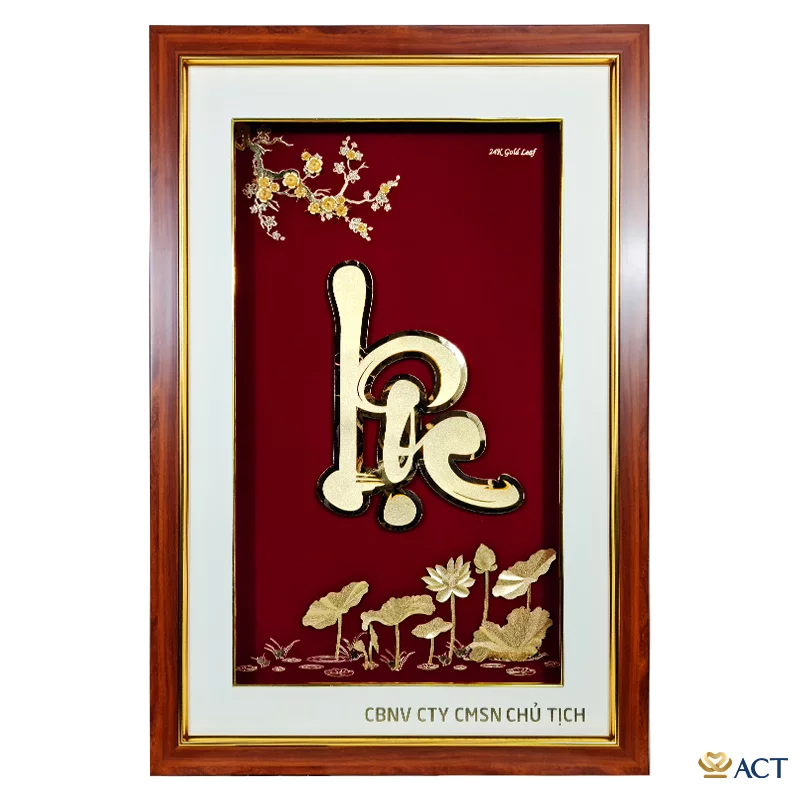 image.psd__20__297e58ea3ede4346b95629751720e5f0.png Quà tặng Tranh Chữ Lộc Hoa Sen dát vàng 24k ACT GOLD ISO 9001:2015 - Image 1