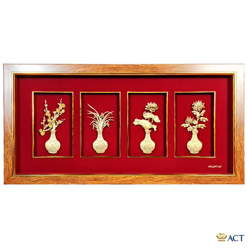 image.psd__22__2e9be748985349c0a8c4ef4c25dc71c9.png Tranh Tứ Quý dát vàng 24k ACT GOLD ISO 9001:2015 (Mẫu 4) - Image 1