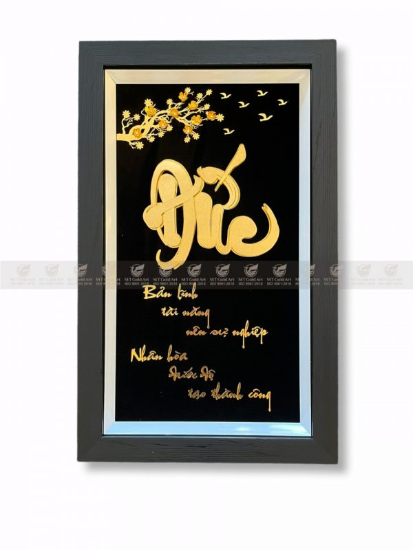 qua tang doanh nghiep, qua tang khach hang, qua tang y nghia, qua tang mung tho Tranh chữ đức dát vàng 24k(35x55cm) - Image 1
