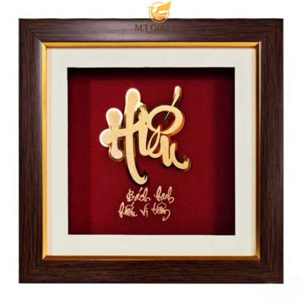 Tranh Chữ Hiếu Dát Vàng 24k (20x20cm)