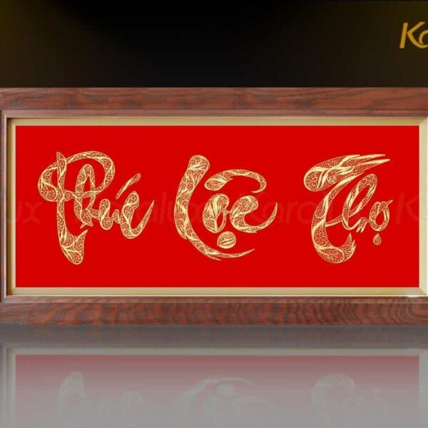 Bộ tranh chữ Phúc Lộc Thọ bằng bạc mạ vàng
