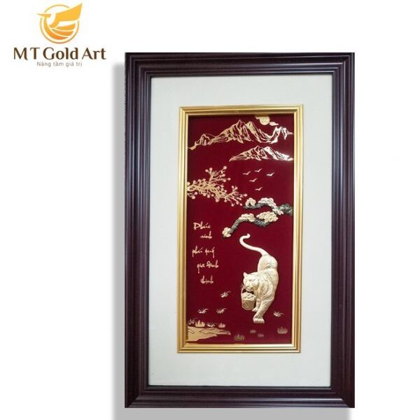 Tranh hổ đứng dát vàng 24k(40x65cm)