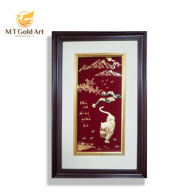 tranh-ho-dung-40x65cm-600x667-1.jpg Tranh hổ đứng dát vàng 24k(40x65cm) - Image 1