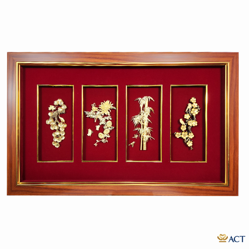 tranh-tu-quy-act-4065-0032_8cba249590e8445b8db54621b65c6f3b.jpg Tranh Tứ Quý dát vàng 24k ACT GOLD ISO 9001:2015 (Mẫu 6) - Image 1
